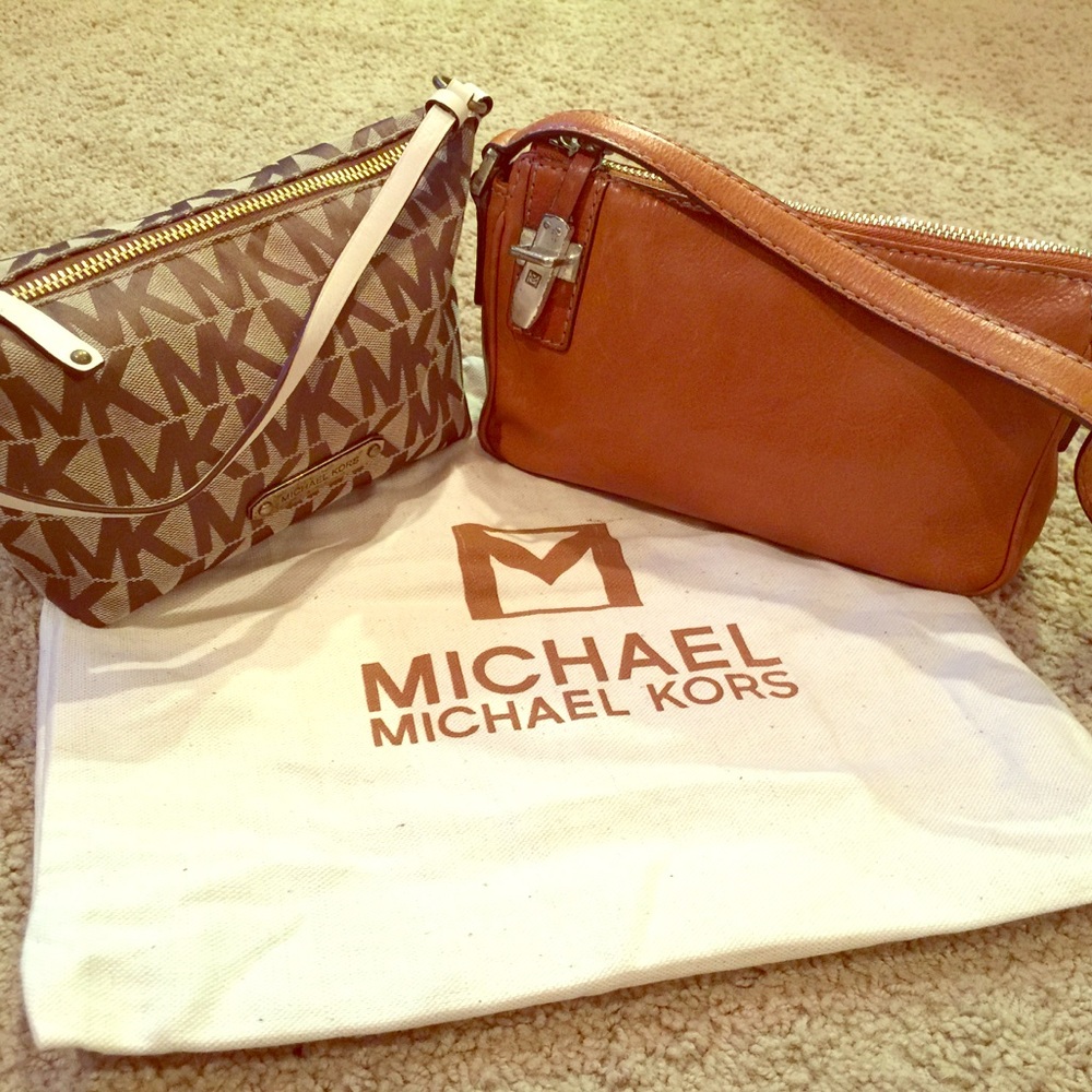Michael Kors canvas & leather vintage pochette set